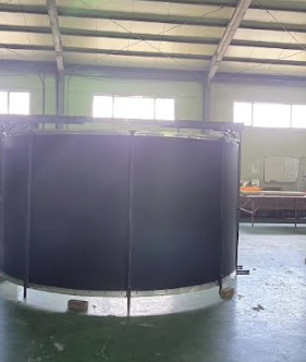 curved projection screen in the factory